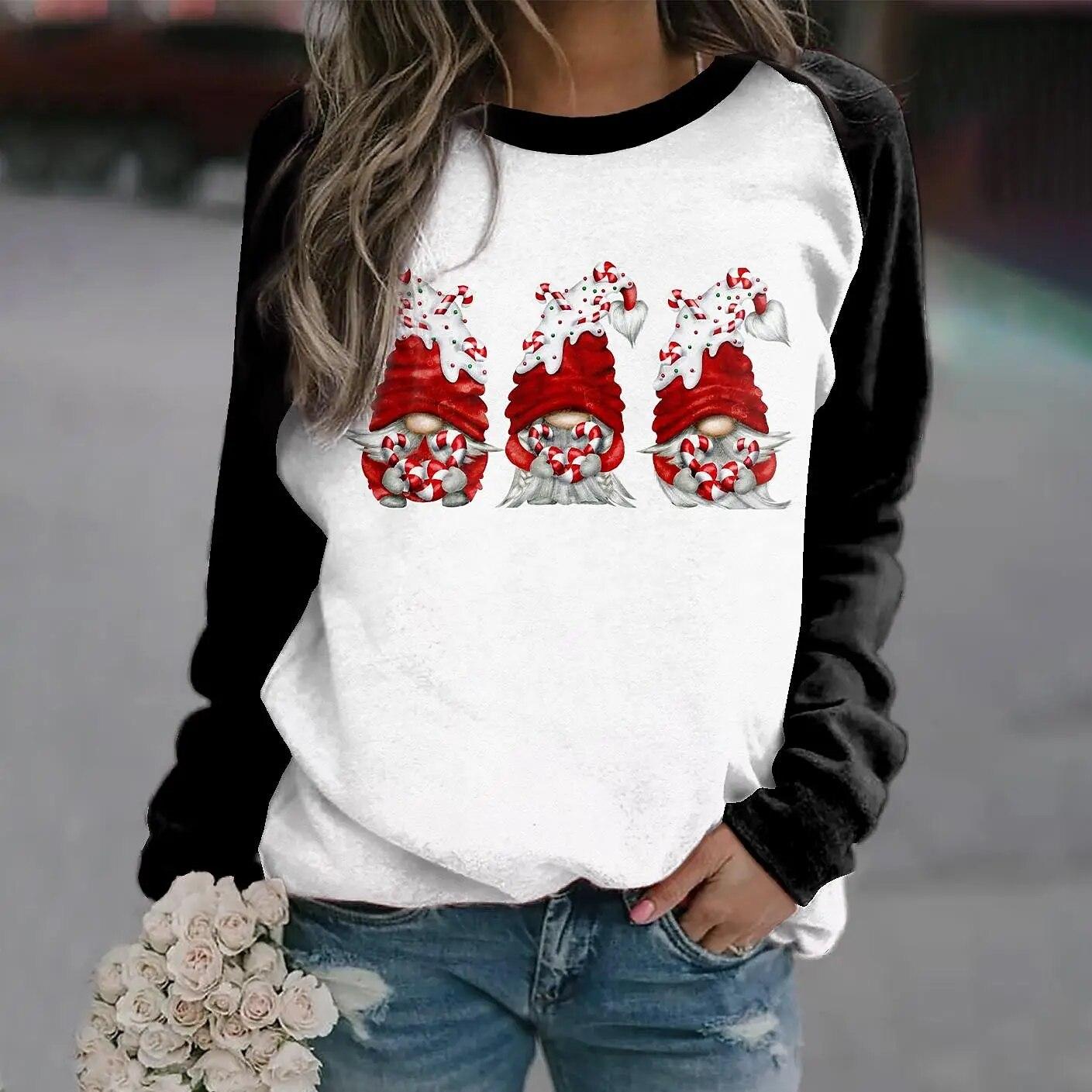 

Женские футболки с длинными рукавами, рождественские толстовки с принтом оленя, уличные толстовки большого размера, модные топы с круглым вырезом реглан, женская одежда 8XL