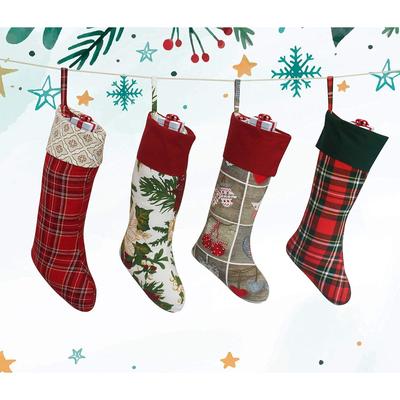 Cotton Designer Christmas Stockings -Pack of 4 Pcs