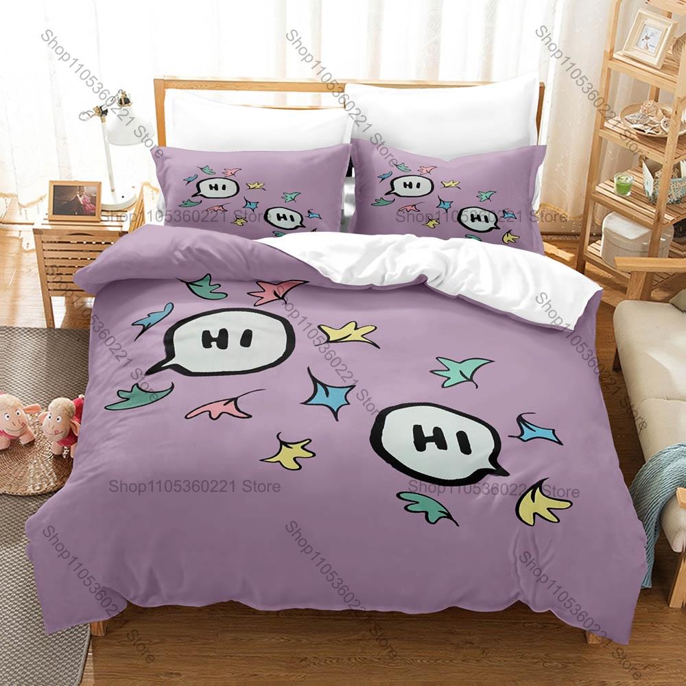 Heartstopper N-Nick Charlie Hand Holding Autumn Leaf Pastel Blue Pink Cute Teen Love Duvet Cover + 2 Pillowcases Book Series