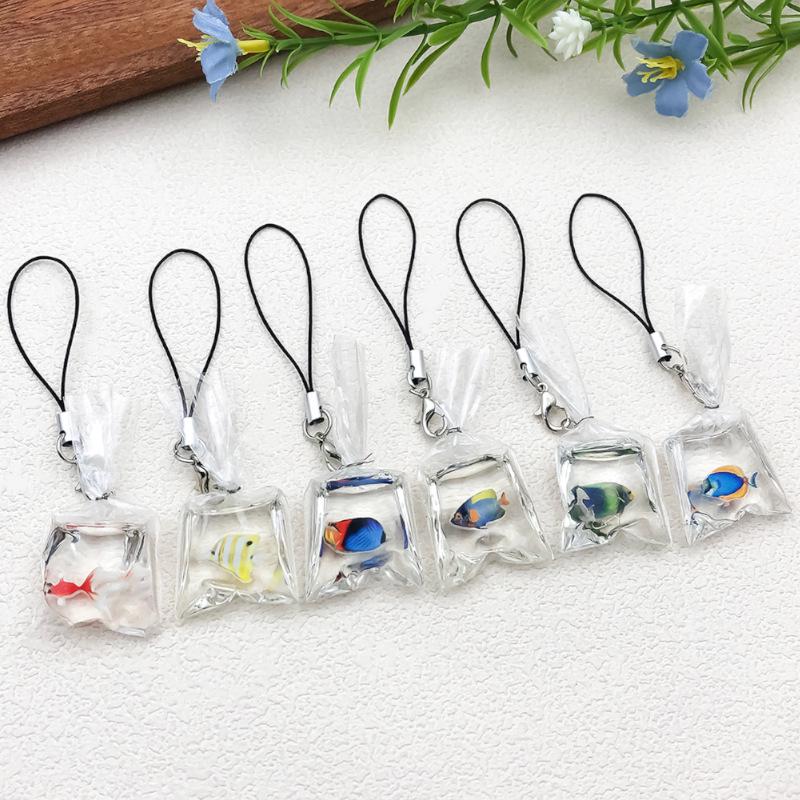 Tropical Fish Resin Keychain - 3D Transparent Goldfish Pendant Decoration