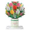 Flower Popping Up Card Vase Bouquet Style Thick Paper Vivid Colors 3D Greeting Cards for Party Anniv