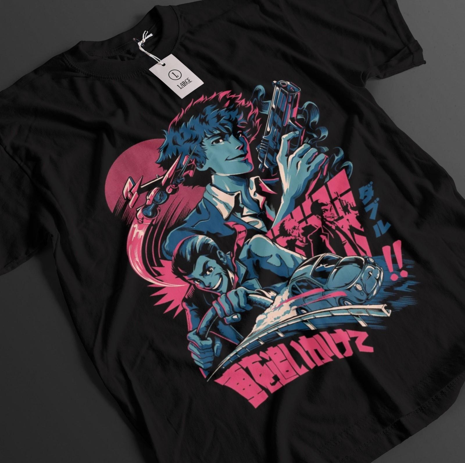 Cowboy Bebop Shirt Spike Spiegel Tshirt Faye Valentine T-Shirt Mens Womens Tees Top Edward Anime Tee L