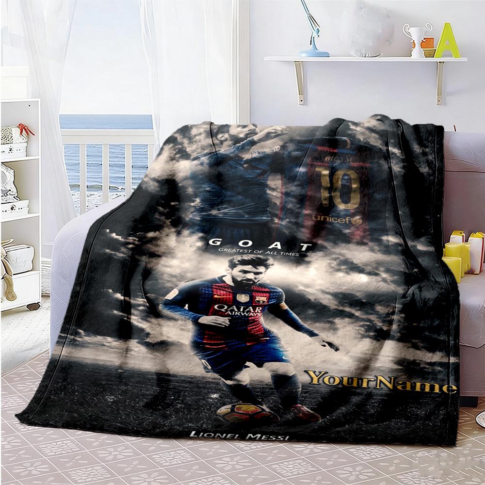 Messi 13 Customize Your Name Blanket Gift Customizable Blanket Soft Warm Cozy Throw For Office Chair Home Decor Couch Bed Four Seasons Universal