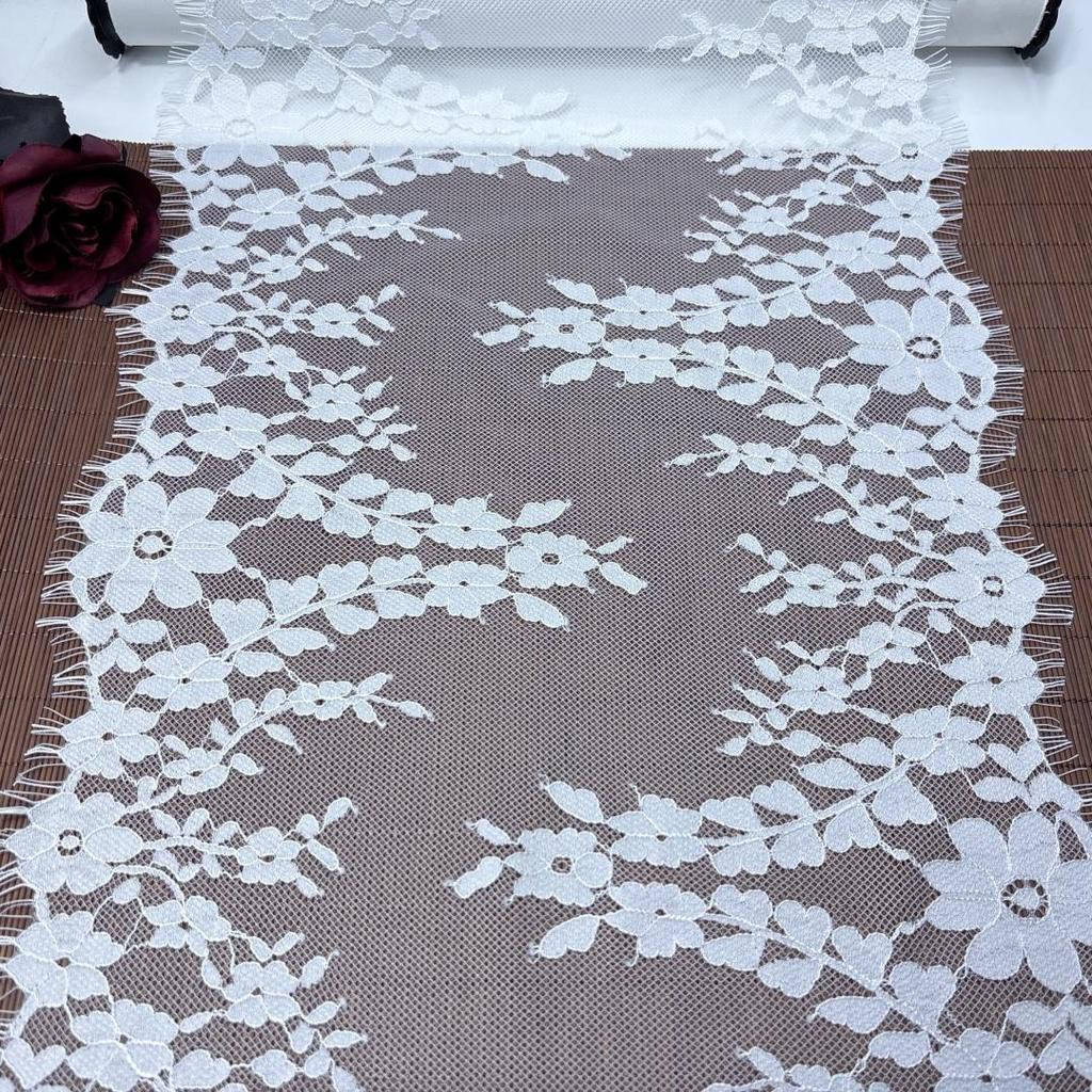 ( 4 Colors ) French Chantilly Lace, 3m X 30cm, Non-stretch Eyelash Lace Fabric for Wedding, Lingerie, Dress, Garment, Sewing & Crafting