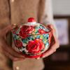 Exquisite Rose Flower 4.8" Ceramic Stew Pot - One Piece Underglaze Design, Elegant Daily Bowl Tableware