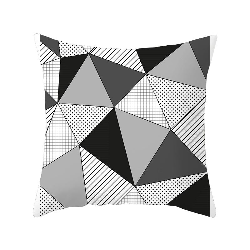 Simple Style Home Decoration Abstract Geometric Grid Black and White Lines Light Luxury Sofa Waist Support Pillow Cover Cushion