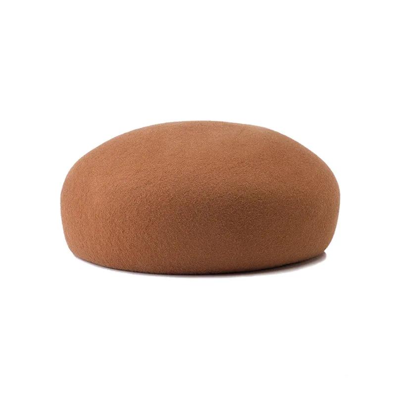 Wool Felt Blocked Beret Autumn Winter Elegance Women Kids Child Bread Pumpkin Beret Hat Men Ladies Leisure Painter Hat Fashion