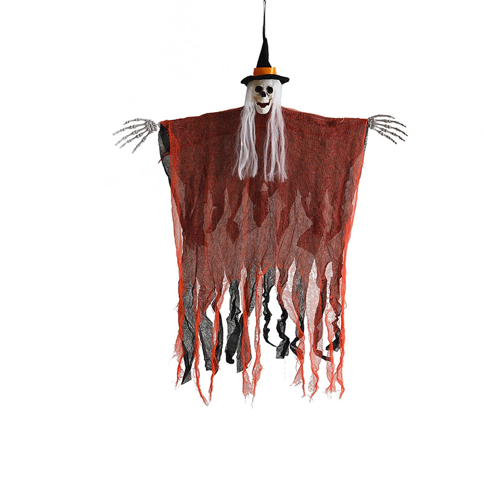 

Скелет висит призрак Хэллоуин украшения Скелет в капюшоне висит призрак дом с привидениями макет сцены реквизит One Size шафрановый