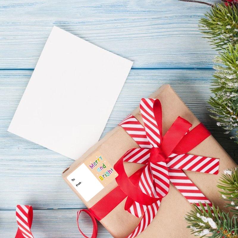 Cute Christmas Gift Stickers - Glossy Surface,Paper Bag&Closure&Name Stickers,Can Write Christmas Packaging Gift Stickers Labels