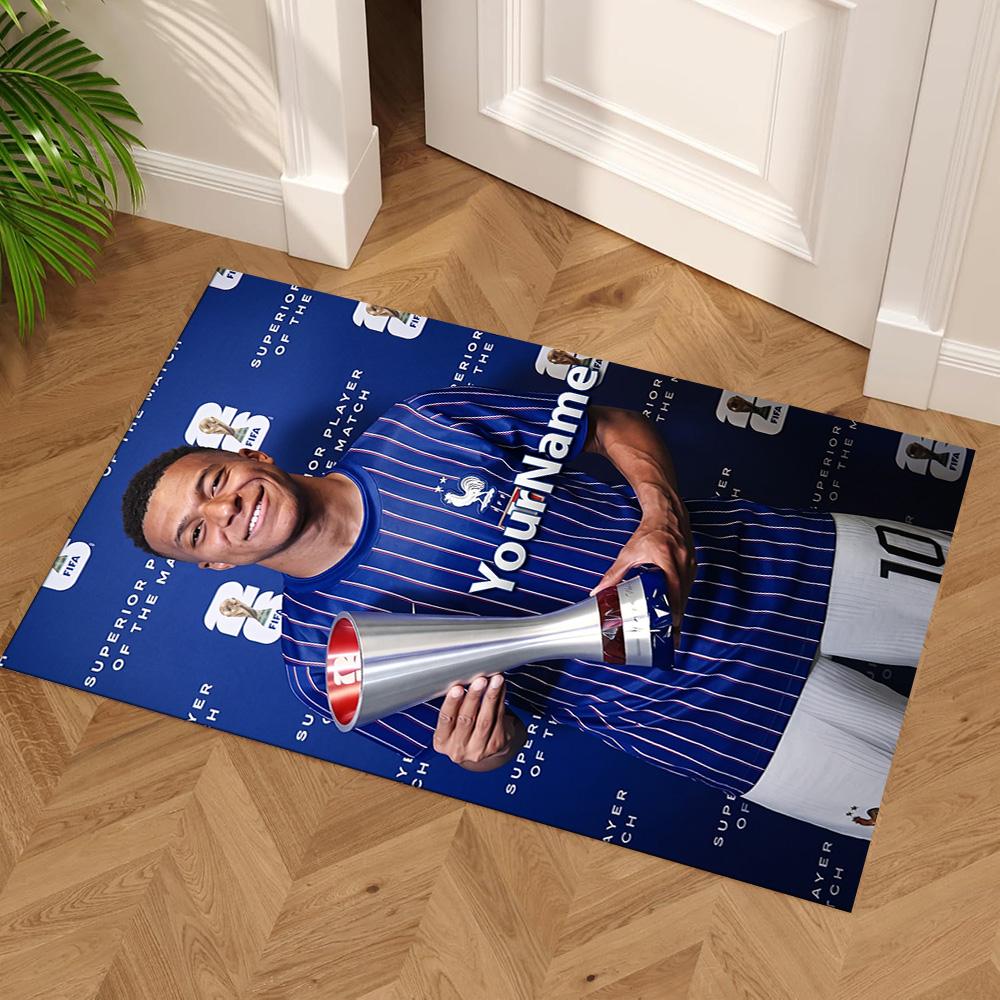 Mbappe Customize Your Name Floor Rug Office Rug Suitable for Foyer Balcony Outdoor Playrooms Antislip Carpet Anime Office Decor
