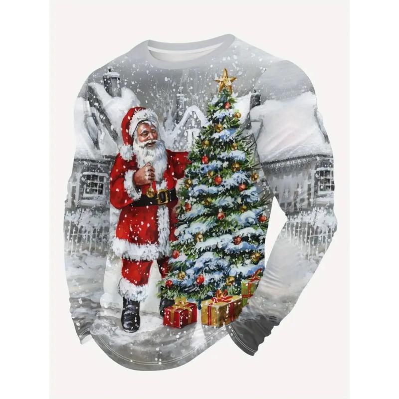 Christmas Men's T-Shirts Fashion 3D Print Long Sleeve T-Shirt Round Neck Y2k Clothes Man Autumn Fashion Loose Men's Casual Tops