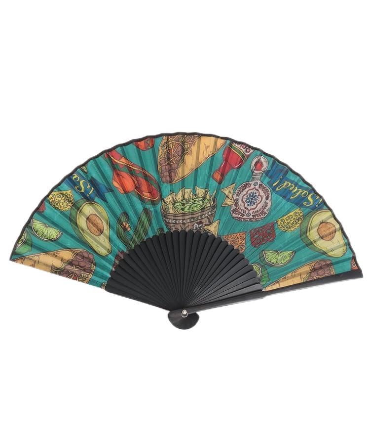 

Titicaca Women s Ethnic Print Folding Fan with Storage Bag, Japanese Clothing Accessory, Free Size, Turquoise Blue, ZOSCBD7044