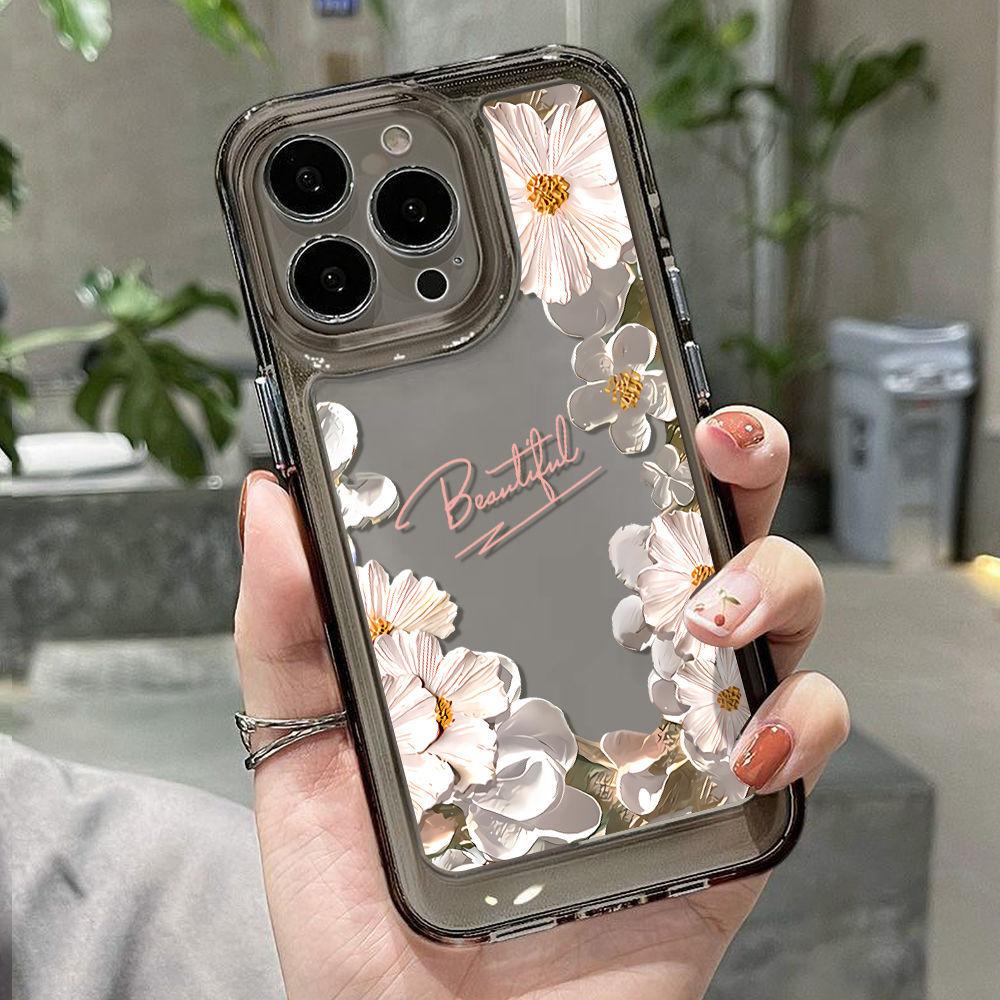 Small fresh oil painting flowers are suitable for iPhone17 mobile phone case 16promax Apple 14/13 all-inclusive 15 fine holes