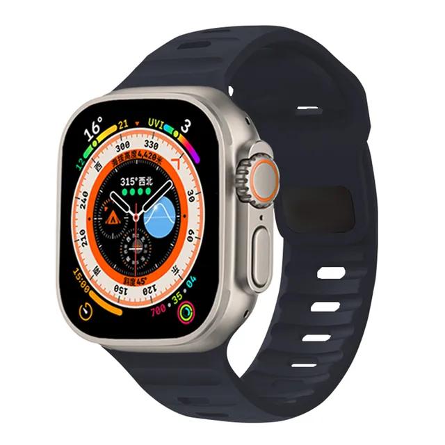

Классический силиконовый ремешок для Apple Watch ultra 49 мм 45 мм 44 мм 42 мм 40 мм 41 мм 38 45 мм correa браслет iwatch Series 9 8 7 6 5 4 3 se 38 40 41 mm полночь
