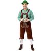 Traditional Oktoberfest Men's Plaid Shirt & Embroidered Overalls with Hat Set
