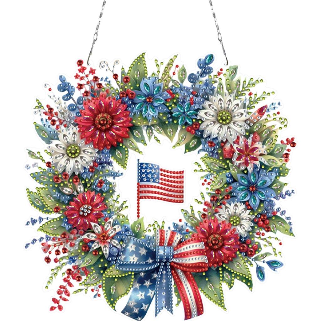 Acrylic 2D/Flat DIY Independence Day Rhinestone Diamond Art Window Pendants Diamond Art Pendant Wall Decor for Home & Windows