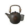 Ale-net Black Bizen Teapot (10x10.5cm, 510cc) with Stainless Steel Tea Strainer, Mino Ware Porcelain, Made In Japan, Stylish