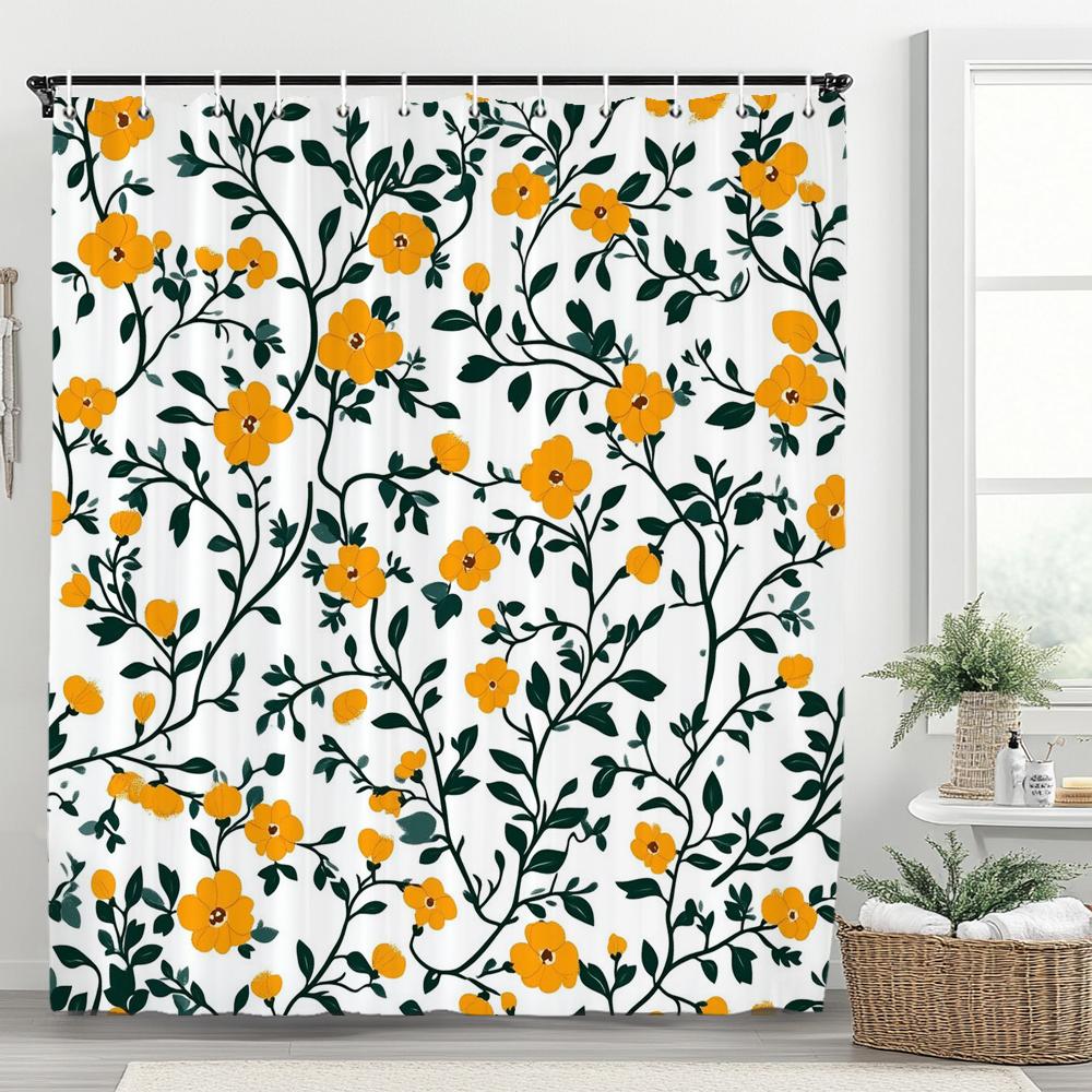 1 szt. Wodoodporna zasłona prysznicowa w stylu vintage z nadrukiem kwiatowym z 12 plastikowymi haczykami, przegroda łazienkowa, dekoracja łazienki, zasłona okienna