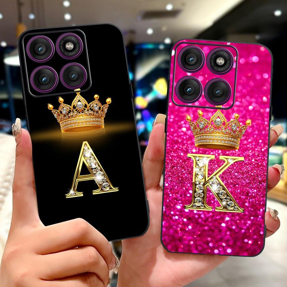 For Motorola Edge 60 Pro Case 2025 Luxury Crown Letters Soft Silicone Black Phone Cover For Moto Edge 60 Fusion 60s Edge60 Funda