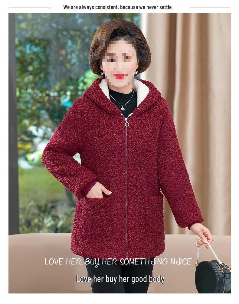 2025 Stylish Winter Coat for Middle-Aged Women, Warm Plus Size Fleece Jacket with Hood