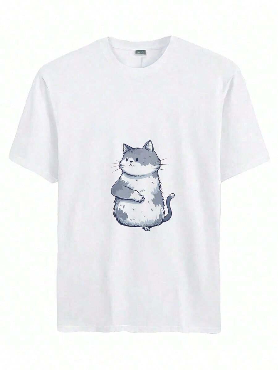 

Summer New Casual Unisex s Short Sleeve T-Shirt- Cute Cartoon Teddy Bear With A Playful Expression S