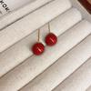 Silver Needle Ankara Red Geometric Stud Earrings Female Korean Ins Fashion Design Earrings High-end Exquisite Earrings