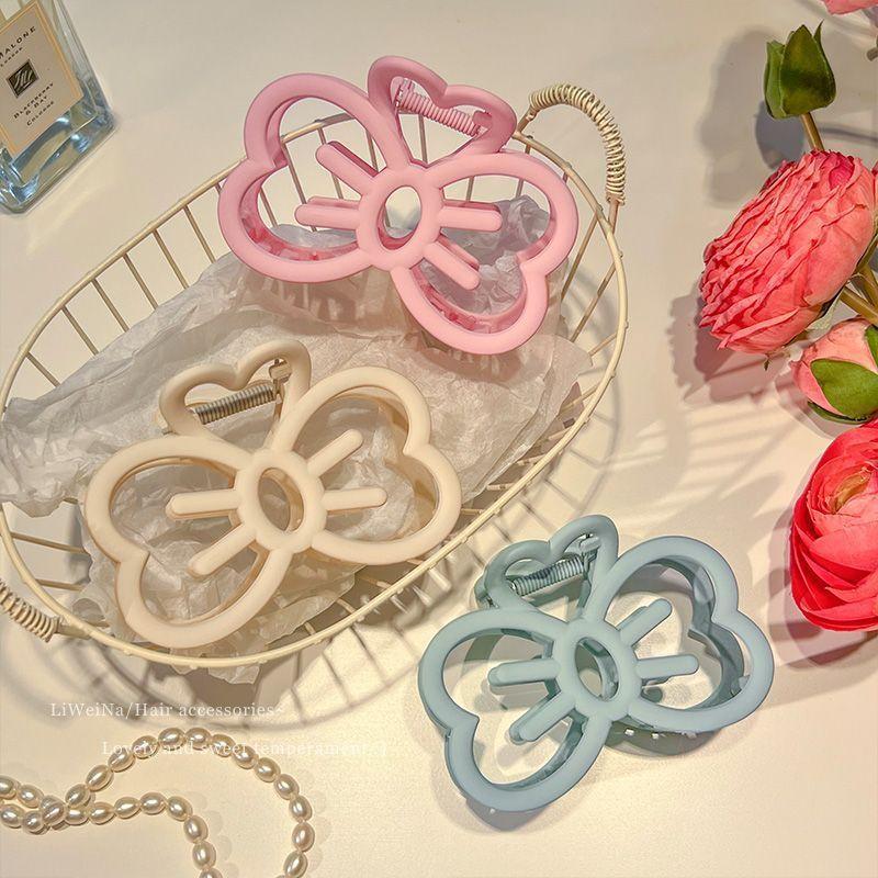 Charming Resin Hair Accessory Lovely Pink Bow Knot Clip For Teens