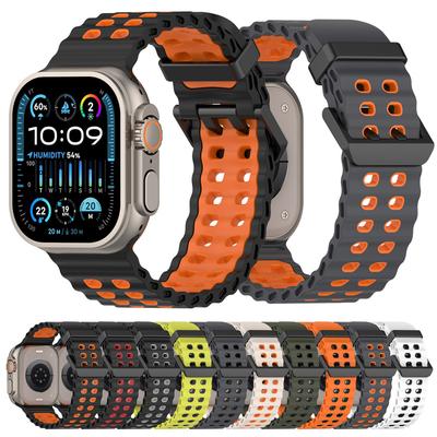 רצועת אוקיינוס דו-גונית עבור Apple Watch Ultra 2 רצועה 49 מ"מ 46 מ"מ 45 מ"מ 44 מ"מ 42 מ"מ צמיד ספורט מסיליקון iWatch סדרות 10 9 8 7 6 SE רצועה
