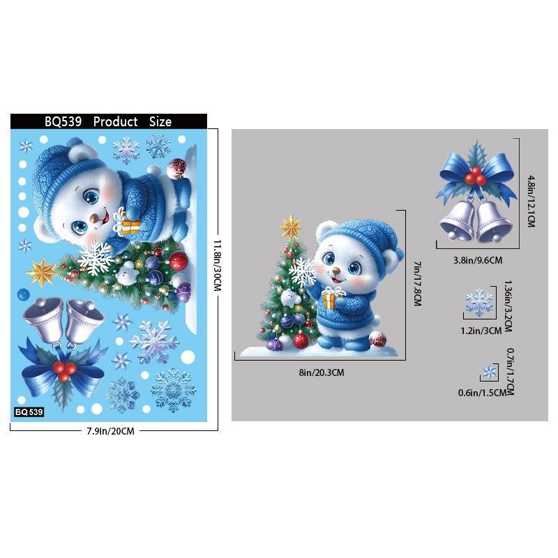 1/2/4/6/8/9 Sheets Blue Christmas Window Clings With Snowman Santa Reindeer Patterns Perfect For Winter Holiday Party Decoration