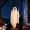 Swinging Ghost for Patio Trees Luminous Halloween Hanging Swing with Witch Hat, Remote-controlled Adjustable Outdoor Party Brightness, Flying Ornament