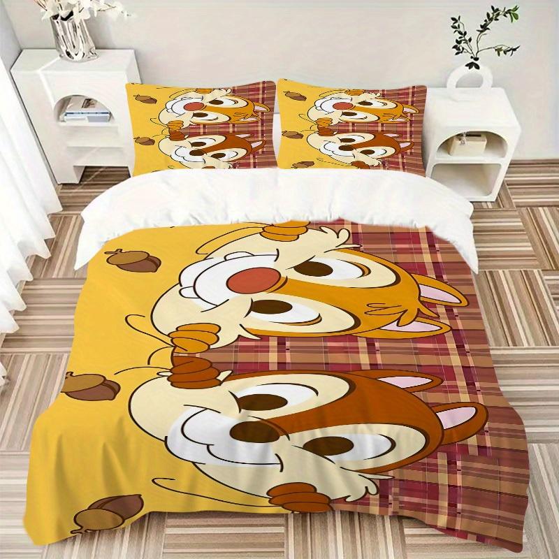 3pcs set Chip & Dale1pc of quilt cover+2pcs of pillowcase, no core, print bedding, All Seasons Bedroom Setting060