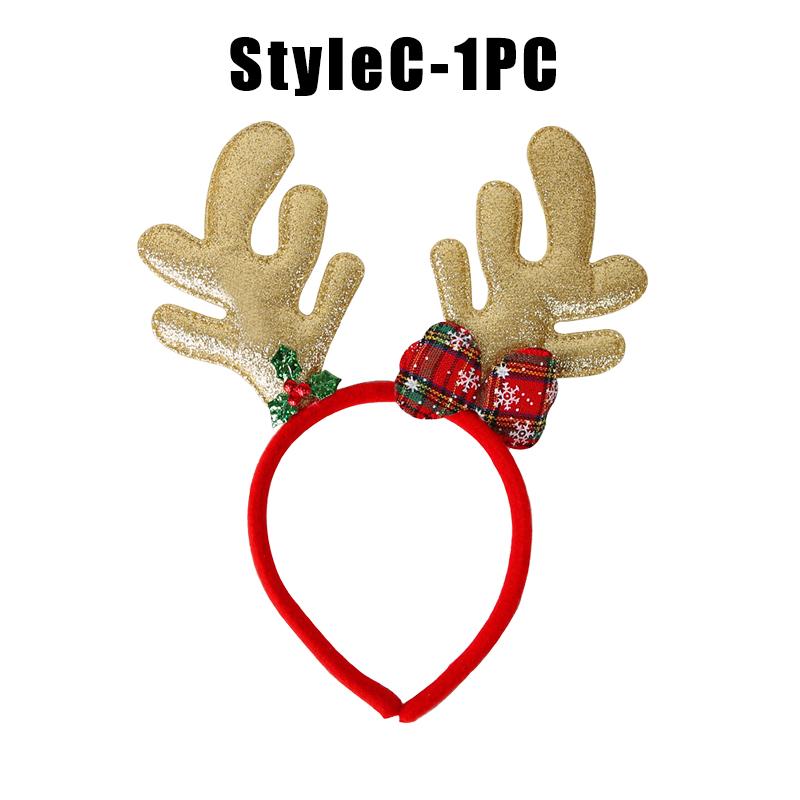 Christmas Reindeer Headband with Bow for Women Cute Cartoon Antlers Hair Clip Funny Photo Props Party Festival Decor Accessories