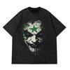Hip Hop Retro Washed Black TShirt Streetwear Vintage Graphic Double Faces T Shirt Cotton Unisex Tshirt Men Tops Tees HD