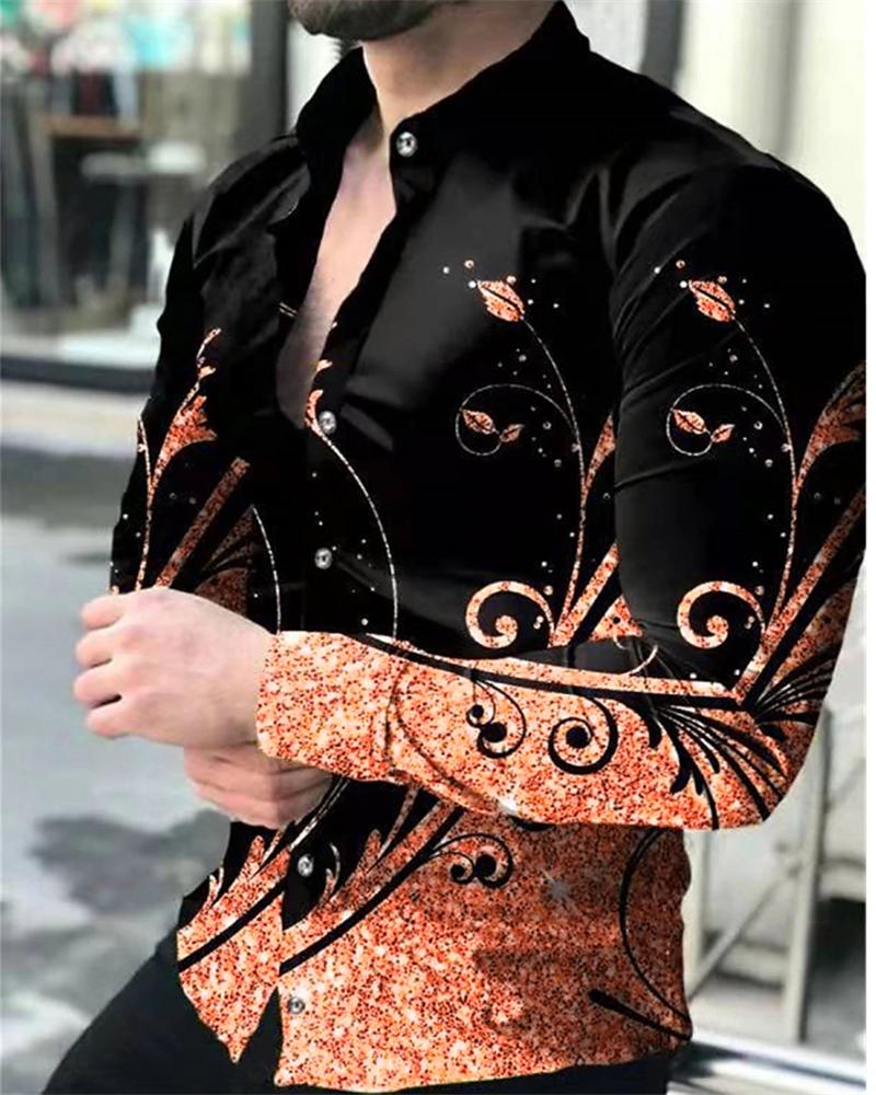 New Business Casual Men's Line 3D Printed Shirt Formal Spring and Summer Lapel Long-sleeved XS-5XL Stretch Fabric Shirt 2026