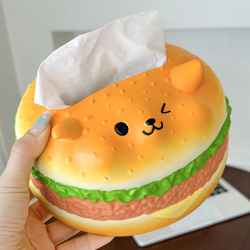 Collectible Cute Tissue Box Ornament Figure Model Hamburger Fun Tissue Box  Home Decoration