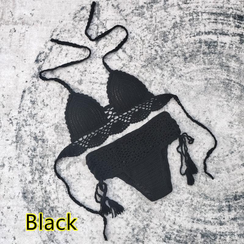 Handmade Crochet Bikini Swimsuit Set with Chest Pads