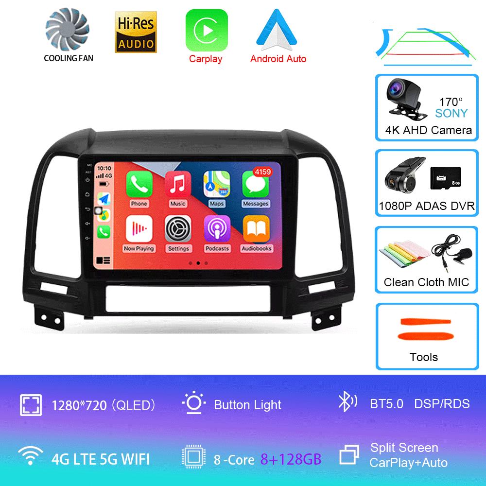 Car Radio Android 14 Carplay Auto 2K Screen Multimedia Player For Hyundai Santa Fe 2 2006-2012 Autoradio Stereo 2din Head Unit