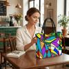  Colorful Geometric Print Tote Bag Large Casual Fashion Shoulder Bag for Daily Use