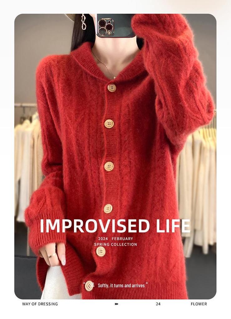 Autumn Women's 100% Wool Slim Fit Polo Collar Sweater - Trendy Long Sleeve Knitwear