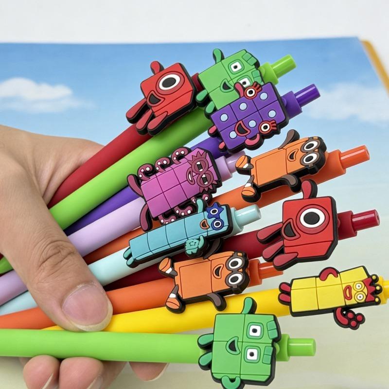 12 Stück Baustein-förmiger Kugelschreiber, Niedlicher Zahlen-Baustein-Stift, mit Schwarzer Tinte, Lustiges Kreatives Schreibwerkzeug, Neuartige Schreibware für Schüler,