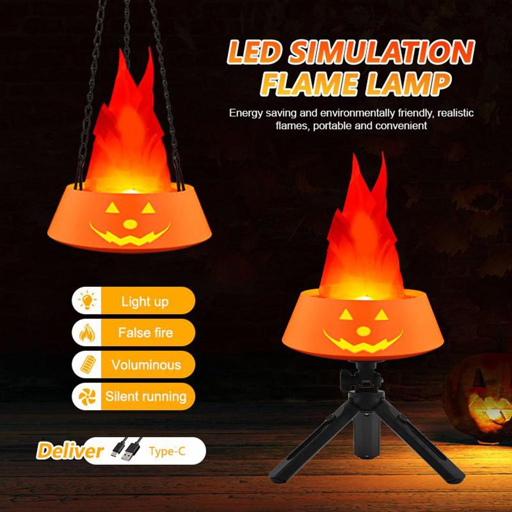 Halloween Decorations Pumpkin Flame Lamp Pumpkin Flickering Flame Lamp Long-Lasting Desktop Ornaments For Home Yard Garden