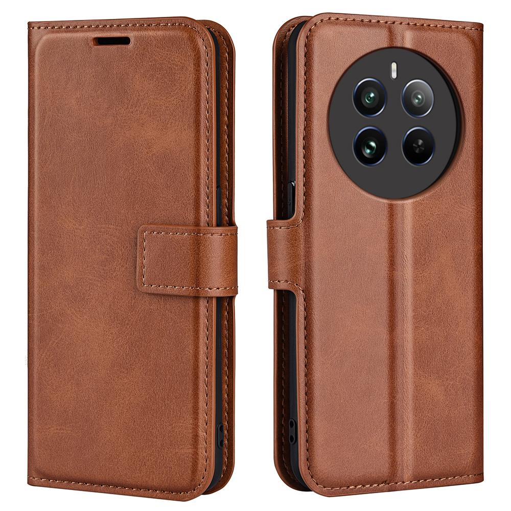 For Realme 12 4G/12+ 5G Leather Case Calf Texture Phone Wallet Cover