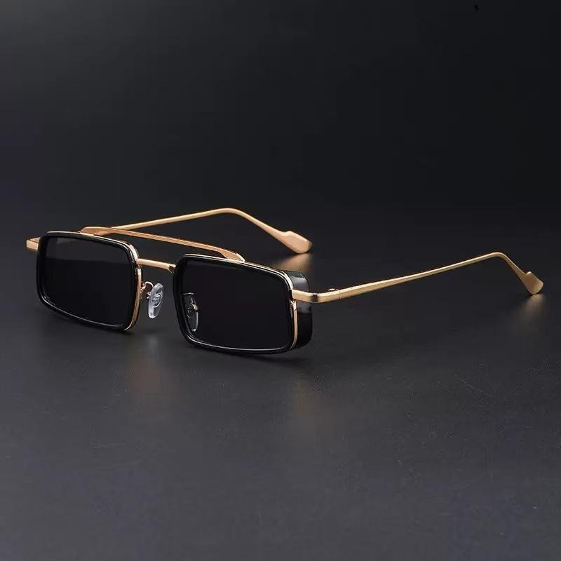 Fashion Square Frame Metal Double Bridge Myopia Sunglasses for Men Punk Style Outdoor Driving Specialized Outdoor Travel Eyewear