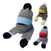 2Stk/Set Kinder Herbst Winter Hut Schal Set Plüschball Deko Gestreifter Druck Randloser Hut Strickschal Set