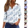 Women's Fashion Casual Seven Split Sleeve Burst Vintage Floral Print Pullover Top