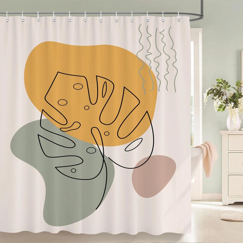 Nordic simplicity style Plant leaves Printed Shower Curtain With Hook Bathroom Curtain Home Decoration Curtain 3D Bath Curtains