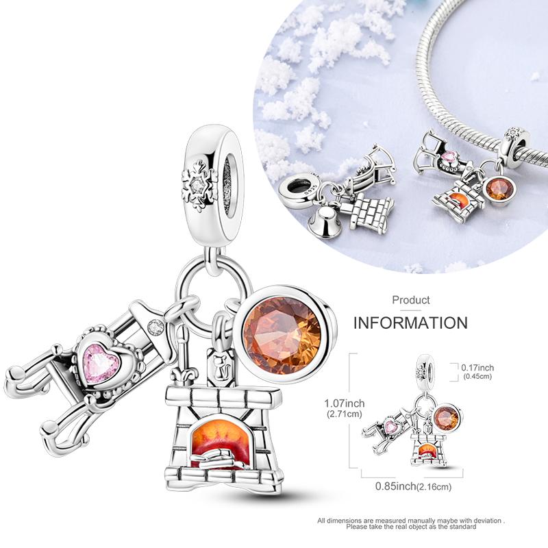 Copper Charms Winter Series Beads Snowman Penguin Pendant Fit Women Original Bracelet Christmas Diy Jewelry Dangle