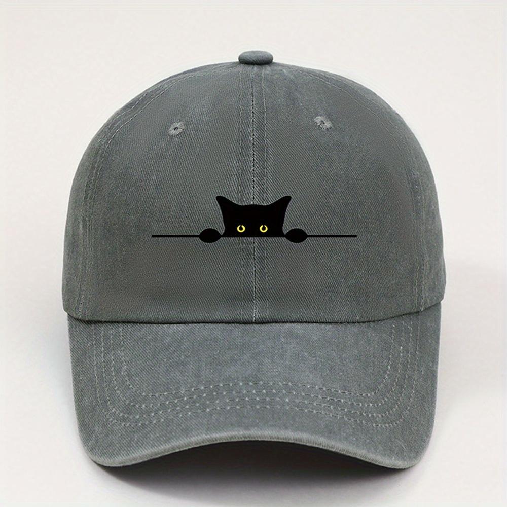 cute black cat printed baseball cap for Unisex and Women washable casual outdoor caps breathable for summer student sun hat