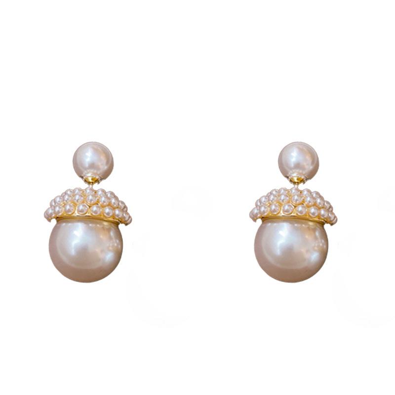 

Серьги-пусеты из серебра 925 пробы в корейском стиле с двусторонним жемчугом - Элегантный и стильный дизайн