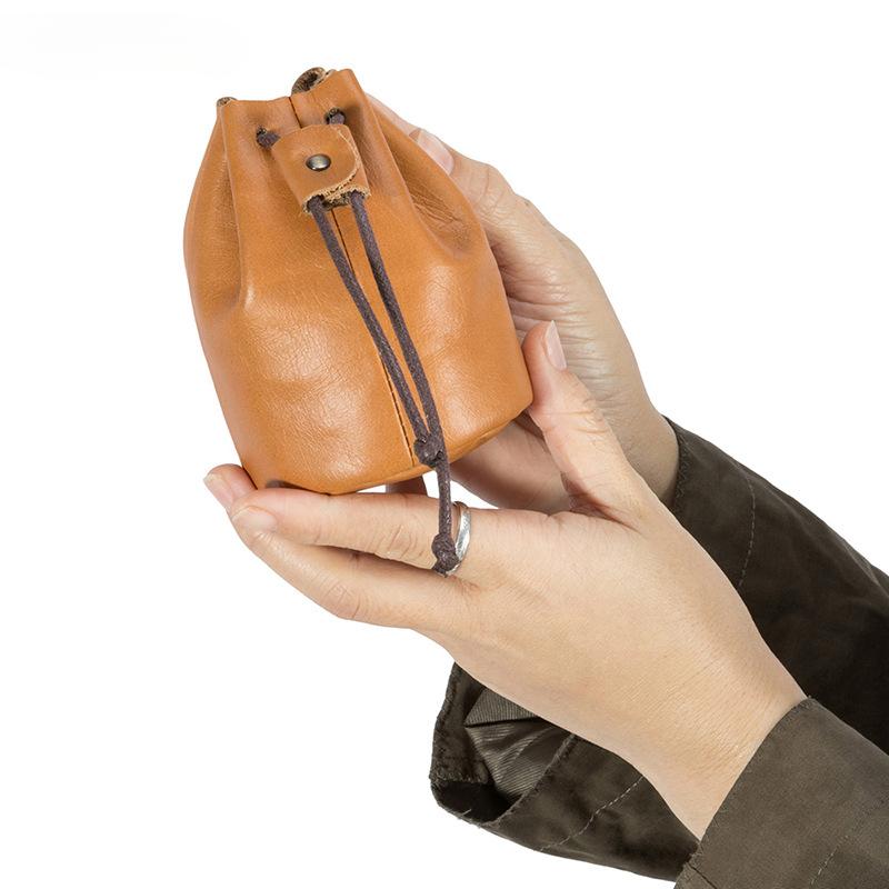 Small Wallet Mini Small Bag Drawstring Loose Change Storage Bag Wallet Genuine Leather Mini Coin Purse
